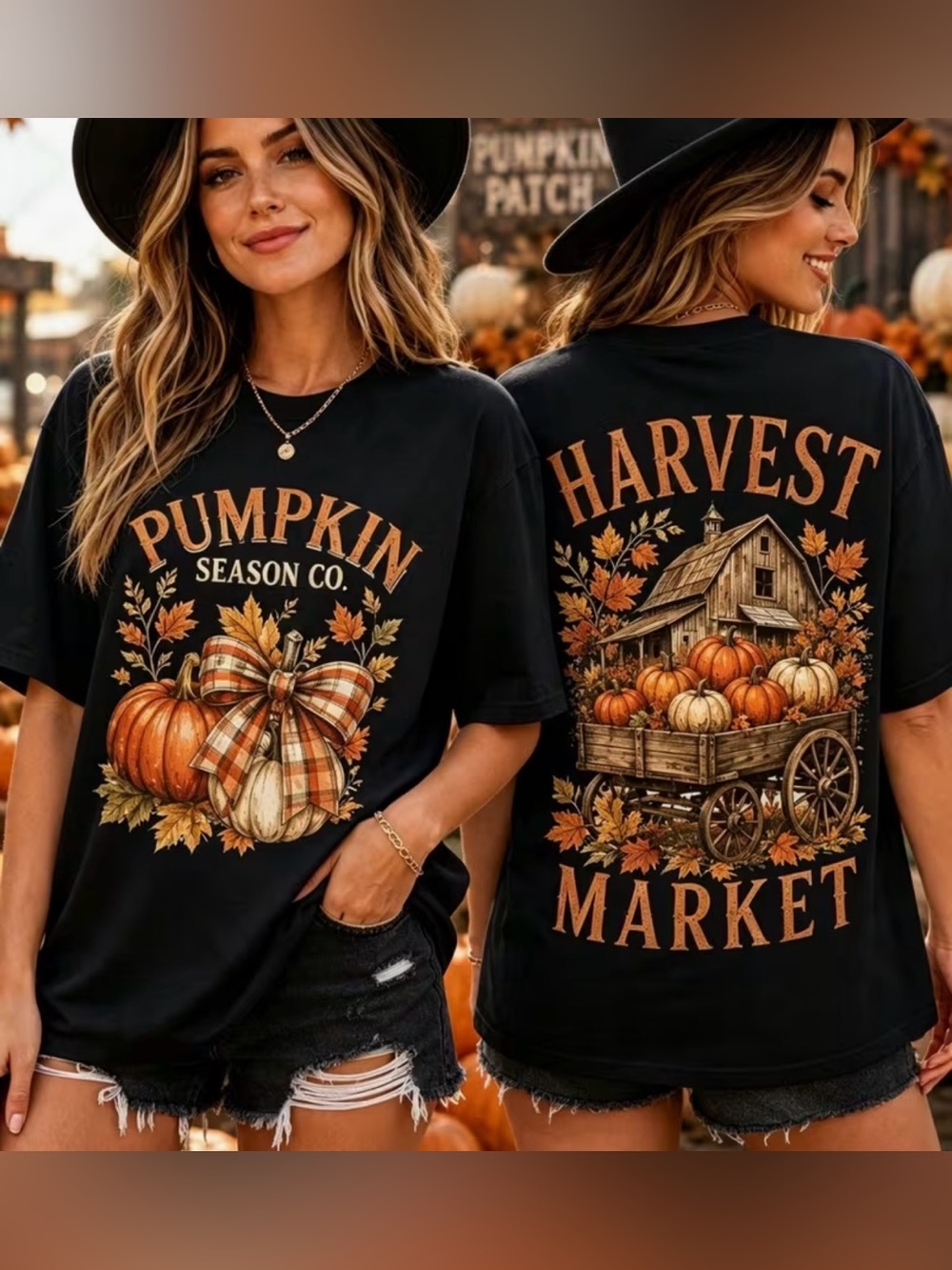 Women's NWT Black Harvest Market Graphic Tee XL